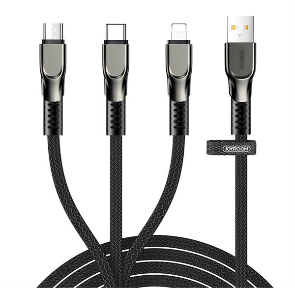 Joyroom 3w1 kabel USB - Lightning / micro USB / USB Typ C 3,5A 480 Mbps 1,3m czarny (S-1335K4)-2213903