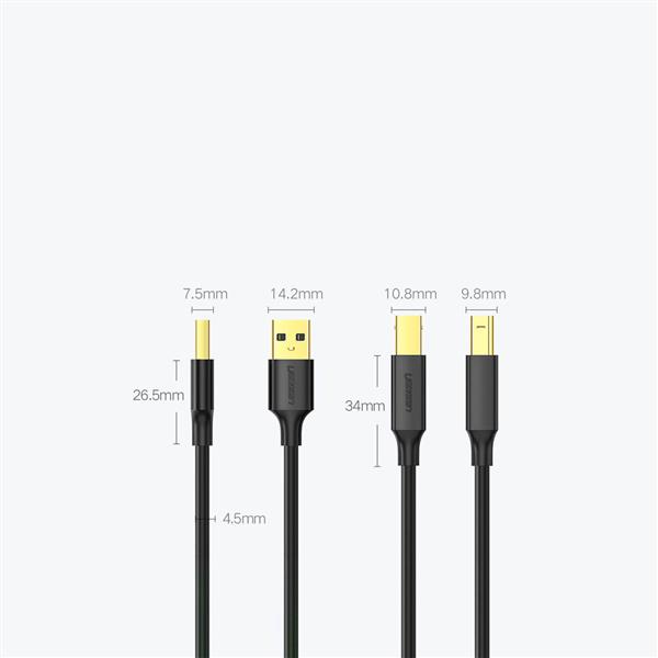 Ugreen kabel przewód do drukarki USB-A - USB-B 480Mb/s 5m czarny (US135)-2964418