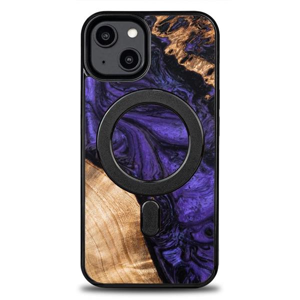 Etui z drewna i żywicy na iPhone 15 MagSafe Bewood Unique Violet - fioletowo-czarne-3140680