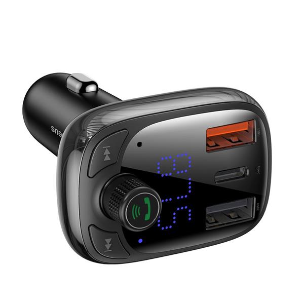 Baseus Transmiter FM Bluetooth 5.0 ładowarka samochodowa PPS Quick Charge QC4.0 Power Delivery USB Typ C / micro SD 5A 36W czarny (CCTM-B01)-2144916