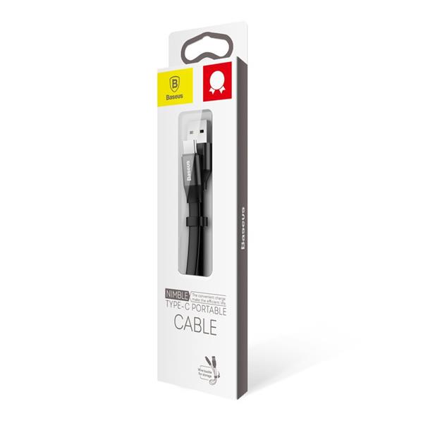Baseus Nimble płaski kabel przewód USB / USB-C z uchwytem 2A 0,23M czarny (CATMBJ-01)-2142582