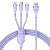 Baseus Flash Series II kabel USB - USB Typ C / Lightning / micro USB 100 W 1,2 m fioletowy (CASS030005)