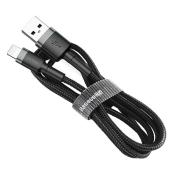 Baseus Cafule Cable wytrzymały nylonowy kabel przewód USB / Lightning QC3.0 1.5A 2M czarny (CALKLF-CG1)