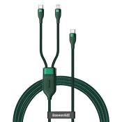 Baseus Flash Series 2w1 kabel USB Typ C - USB Typ C / Lightning Power Delivery Quick Charge 100 W 1,2 m zielony (CA1T2-F06)