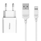 Proda LingHang ładowarka sieciowa USB 2,4A + kabel USB - Lightning biały (PD-A113 EU L white)
