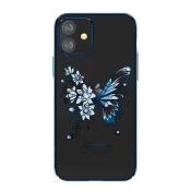 Kingxbar Butterfly Series błyszczące etui ozdobione oryginalnymi Kryształami Swarovskiego motyle iPhone 12 mini niebieski