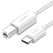 Ugreen kabel przewód do drukarki USB-C - USB-B 480Mb/s 1m biały (US241)