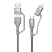 Dudao kabel przewód 4w1 USB Typ C PD / USB - USB Typ C Power Delivery (100W) / Lightning (20W) 1m szary (L20XS)