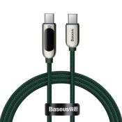 Baseus kabel USB Typ C - USB Typ C 100 W (20 V / 5 A) 1 m Power Delivery z wyświetlaczem ekranem miernik mocy zielony (CATSK-B06)