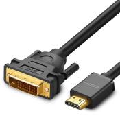 Ugreen kabel przewód przejściówka adapter DVI 24+1 pin (męski) - HDMI (męski) FHD 60 Hz 1,5 m czarny (HD106 11150)