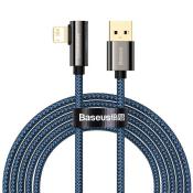 Baseus Legendary kątowy nylonowy kabel przewód USB - Lightning dla graczy 2,4A 2m niebieski (CACS000103)