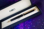Długopis EXO Vela, czarny, złote wykończenia
