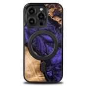 Etui z drewna i żywicy na iPhone 14 Pro MagSafe Bewood Unique Violet - fioletowo-czarne