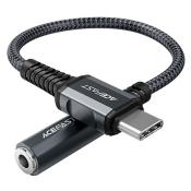 Acefast kabel audio USB Typ C - 3,5mm mini jack (żeński) 18cm, DAC, AUX szary (C1-07 deep space gray)