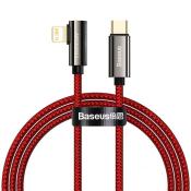 Baseus Legendary kątowy nylonowy kabel przewód USB Typ C - Lightning dla graczy 20W Power Delivery 1m czerwony (CACS000209)