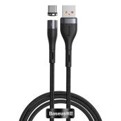 Baseus Zinc magnetyczny kabel USB - USB Typ C (ładowanie 3 A / dane 480 Mbps) Quick Charge AFC 1 m czarny