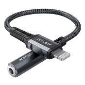 Acefast kabel audio MFI Lightning - 3,5mm mini jack (żeński) 18cm, AUX szary (C1-05 deep space gray)