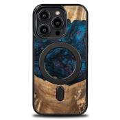 Etui z drewna i żywicy na iPhone 15 Pro MagSafe Bewood Unique Neptun - granatowo-czarne