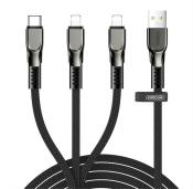 Joyroom 3w1 kabel USB - Lightning / Lightning / USB Typ C 3,5A 480 Mbps 1,3m czarny (S-1335K4)
