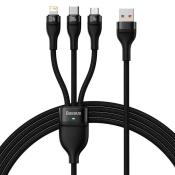 Baseus kabel 3w1 Flash II USB - Lightning + USB-C + microUSB 1,2 m 3,5A czarny