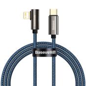Baseus Legendary kątowy nylonowy kabel przewód USB Typ C - Lightning dla graczy 20W Power Delivery 1m niebieski (CACS000203)