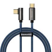 Baseus Legendary kątowy kabel szybkie ładowanie USB Typ C - USB Typ C 100W 5A 1m niebieski (CACS000603)