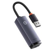Baseus Lite Series adapter USB - RJ45 gniazdo LAN 100Mbps szary (WKQX000013)
