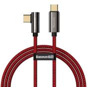 Baseus Legendary kątowy kabel szybkie ładowanie USB Typ C - USB Typ C 100W 5A 1m czerwony (CACS000609)