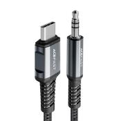 Acefast kabel audio USB Typ C - 3,5mm mini jack (męski) 1,2m, AUX szary (C1-08 deep space gray)