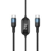 Remax Litxn kabel do szybkiego ładowania USB Typ C - USB Typ C 60W Power Delivery z wyświetlaczem ekranem miernik mocy 1m czarny (RC-193a)