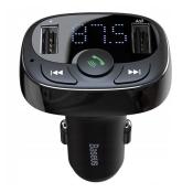 Baseus T-Typed Transmiter FM Bluetooth ładowarka samochodowa MP3 2x USB TF microSD 3.4A czarny (CCTM-01)