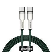 Baseus Cafule Metal Data kabel USB Typ C - USB Typ C 100 W (20 V / 5 A) Power Delivery 1 m zielony (CATJK-C06)