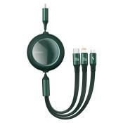 Baseus Bright Mirror 3w1 zwijany kabel przewód USB - micro USB / USB Typ C / Lightning Power Delivery 100W 1,2m zielony (CAMLC-AMJ06)