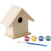 Domek dla ptaków do malowania, farbki i pędzelek