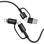 Joyroom 4w1 kabel do szybkiego ładowania USB Typ C / USB - USB Typ C / Lithtning Quick Charge Power Delivery 3 A 60 W 1,8 m czarny (S-1830G3)