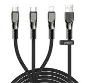 Joyroom 3w1 kabel USB - Lightning / micro USB / USB Typ C 3,5A 480 Mbps 1,3m czarny (S-1335K4)