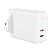 Acefast ładowarka sieciowa (wtyczka UK) 2x USB Typ C 40W, PPS, PD, QC 3.0, AFC, FCP biały (A12 white)