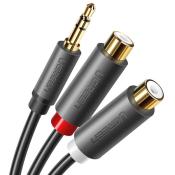 Ugreen adapter audio jack 3.5mm męski do 2xRCA żeński kabel 0.25m szary (AV109)