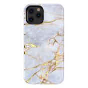 Kingxbar Marble Series eleganckie etui pokrowiec z nadrukiem marmur iPhone 12 mini białobłękitny