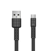 Remax Armor Series płaski kabel przewód USB / USB Typ C 5V 2.4A czarny (RC-116a)