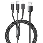 REMAX Gition kabel przewód 3w1 USB - Lightning/ USB Typ C/ micro USB 3.1A 1,2m czarny (RC-189th)