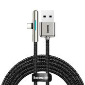 Baseus kątowy nylonowy kabel przewód USB Typ C dla graczy 4A 40W Huawei Super Charge 2m czarny (CAT7C-C01)