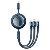 Baseus Bright Mirror 3w1 zwijany kabel przewód USB - micro USB / USB Typ C / Lightning Power Delivery 100W 1,2m niebieski (CAMLC-AMJ03)