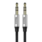 Baseus kabel audio Yiven M30 jack 3,5 mm - jack 3,5 mm 1,0 m srebrno-czarny