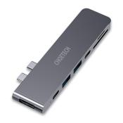 Choetech stacja dokująca do Apple MacBook Pro adapter HUB USB Typ C 7w1 100W PD szary (HUB-M14)