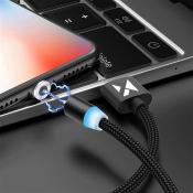 Wozinsky magnetyczny kabel przewód USB / micro USB / USB Typ C / Lightning 1m z diodą LED czarny (WMC-01)