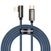 Baseus Legendary kątowy nylonowy kabel przewód USB Typ C - Lightning dla graczy 20W Power Delivery 2m niebieski (CACS000303)