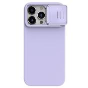 Silikonowe etui Nillkin CamShield Silky Silicone Case do iPhone 15 Pro z osłoną na aparat - jasnofioletowe