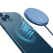 Baseus mini magnetyczna bezprzewodowa indukcyjna ładowarka Qi 15 W (kompatybilna z MagSafe do iPhone) niebieski (WXJK-H03)