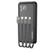 Dudao K6Pro uniwersalny powerbank 10000mAh z kablem USB, USB Typ C, Lightning czarny (K6Pro-black)